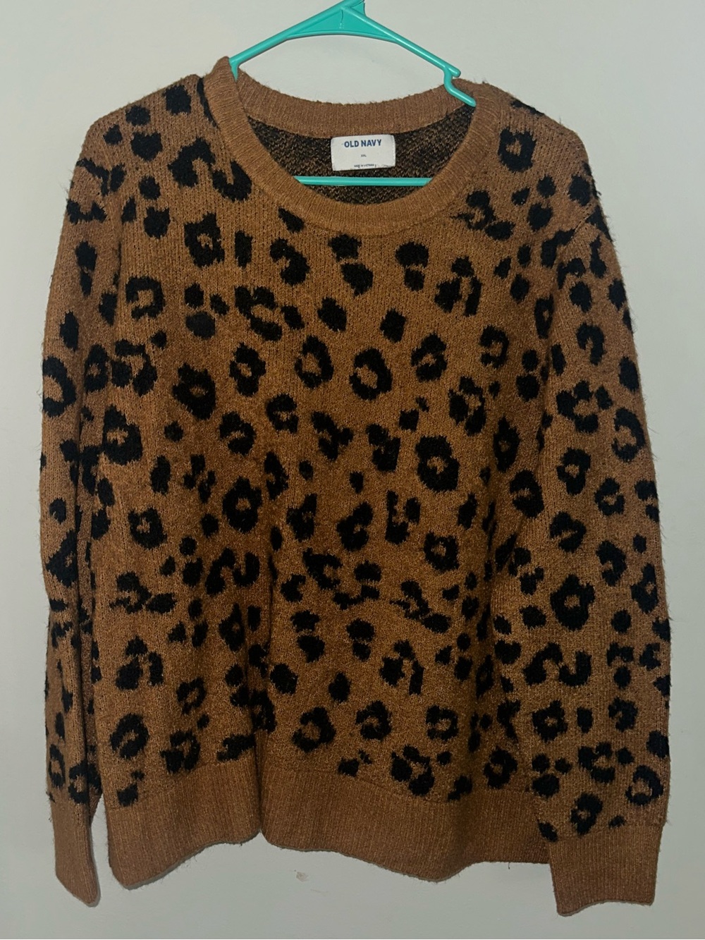 Old Navy Women’s XXL Brown Black Leopard Animal Print Crewneck Sweater